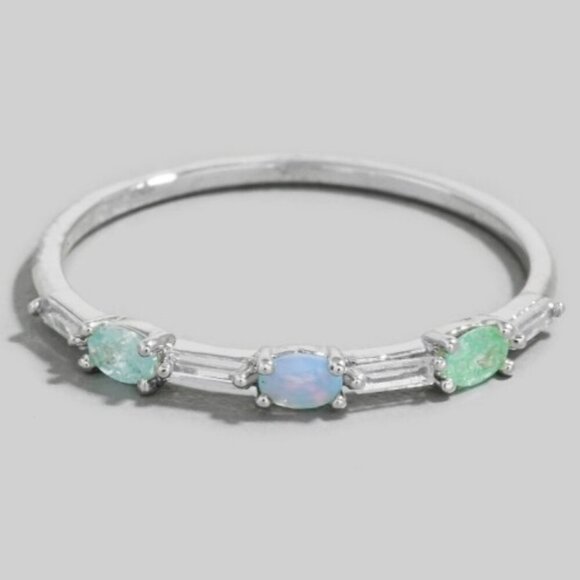 RHODIUM DIPPED MULTI COLOR STONE RING - Picture 1 of 1